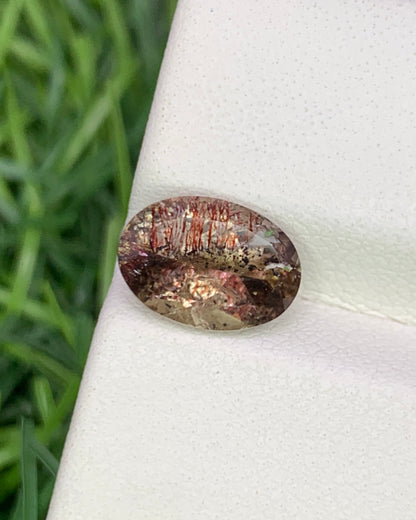 Natural Super Seven 1.79 Carat 9.7x6.9 MM Oval Shape Faceted Gemstone with 7 Crystals Healing Stone Seven Chakra Melody Stone