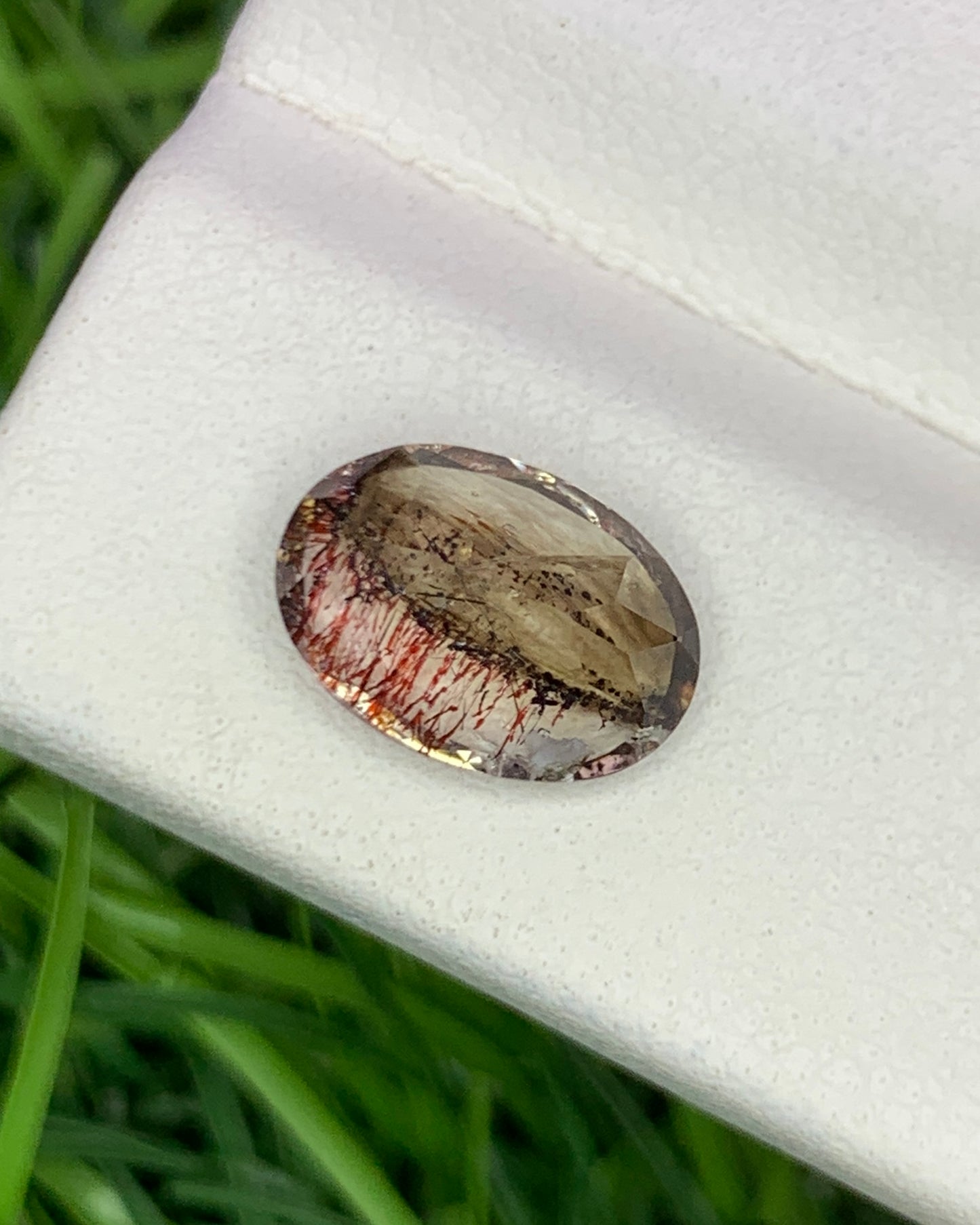 Natural Super Seven 1.79 Carat 9.7x6.9 MM Oval Shape Faceted Gemstone with 7 Crystals Healing Stone Seven Chakra Melody Stone