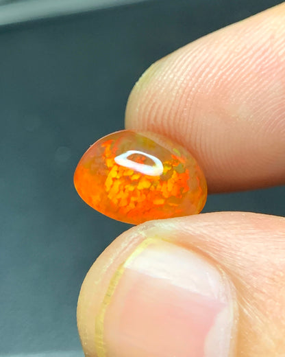 Natural Mexican Fire Opal 3.11 Carat 11x9.6 MM Egg Shape Cabochon Gemstone 