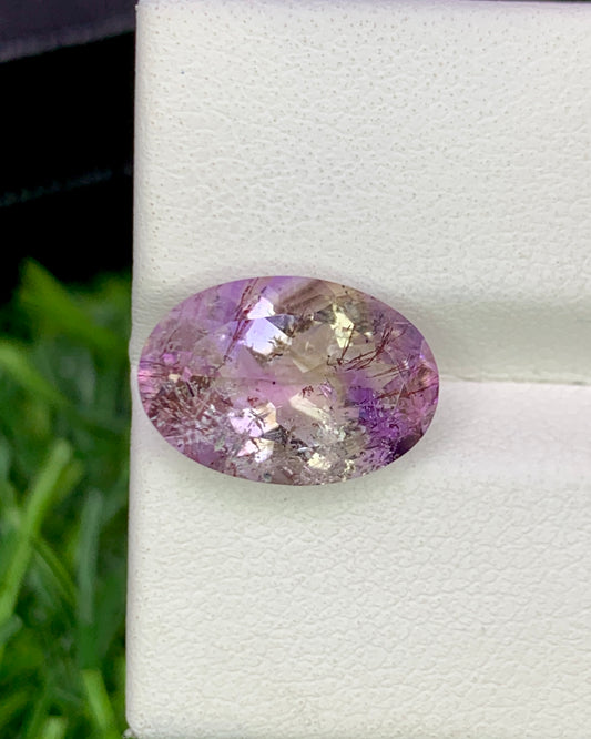 Natural Super Seven 4.08 Carat 13.1x9.1 MM Oval Shape Faceted Gemstone with 7 Crystals Healing Stone Seven Chakra Melody Stone