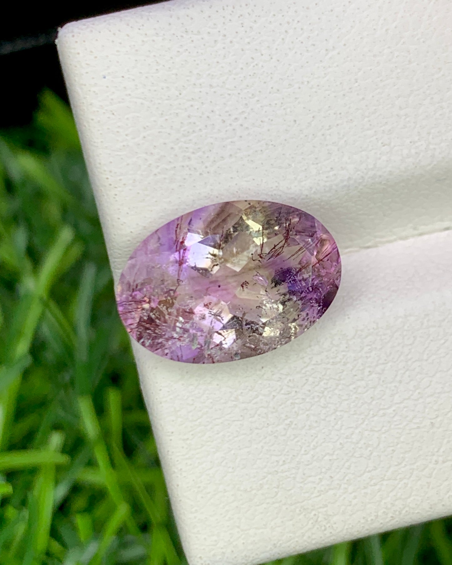 Natural Super Seven 4.08 Carat 13.1x9.1 MM Oval Shape Faceted Gemstone with 7 Crystals Healing Stone Seven Chakra Melody Stone