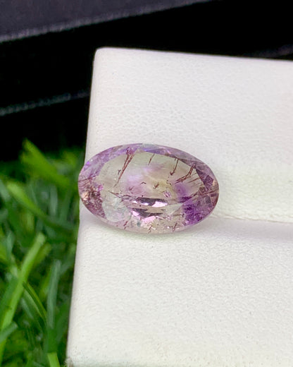 Natural Super Seven 4.08 Carat 13.1x9.1 MM Oval Shape Faceted Gemstone with 7 Crystals Healing Stone Seven Chakra Melody Stone