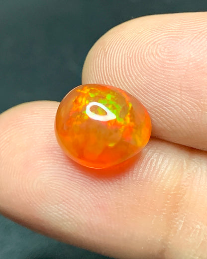 Natural Mexican Fire Opal 3.11 Carat 11x9.6 MM Egg Shape Cabochon Gemstone 