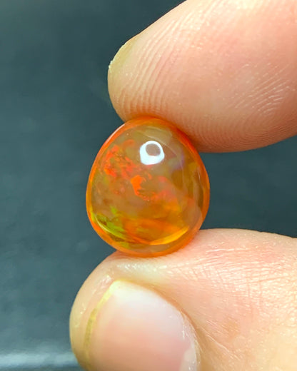 Natural Mexican Fire Opal 3.11 Carat 11x9.6 MM Egg Shape Cabochon Gemstone 