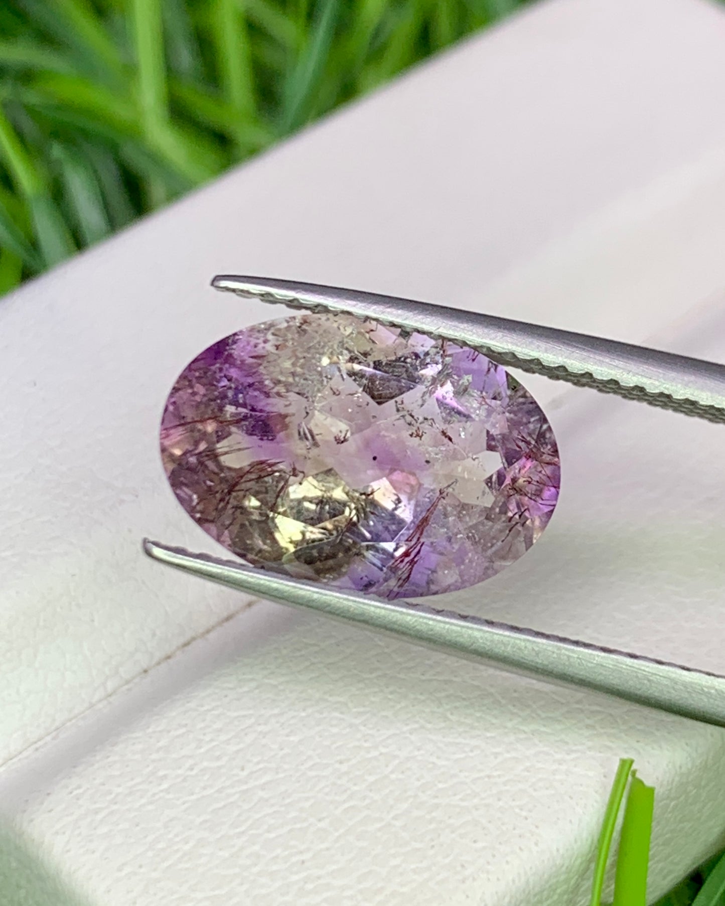 Natural Super Seven 4.08 Carat 13.1x9.1 MM Oval Shape Faceted Gemstone with 7 Crystals Healing Stone Seven Chakra Melody Stone