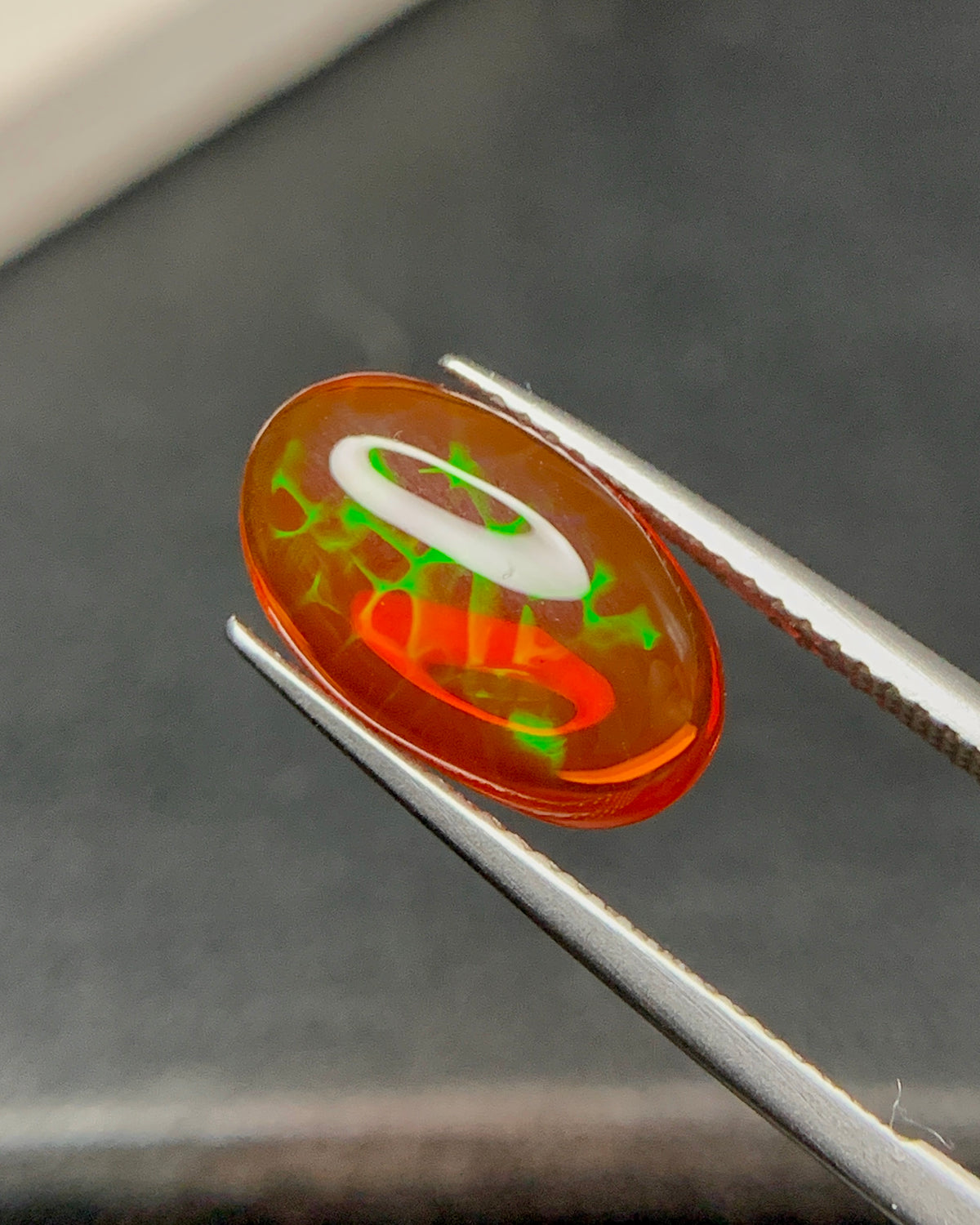 Natural Mexican Fire Honeycomb Opal 3.66 Carat 14.3x8.6 MM Oval Shape Cabochon Gemstone 