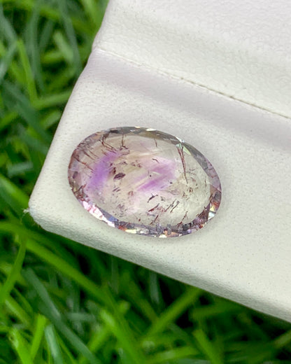 Natural Super Seven 4.08 Carat 13.1x9.1 MM Oval Shape Faceted Gemstone with 7 Crystals Healing Stone Seven Chakra Melody Stone