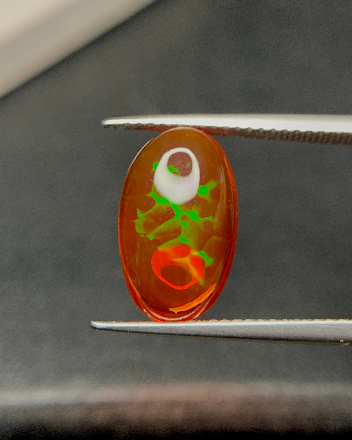 Natural Mexican Fire Honeycomb Opal 3.66 Carat 14.3x8.6 MM Oval Shape Cabochon Gemstone 