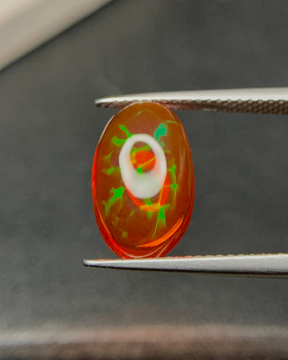 Natural Mexican Fire Honeycomb Opal 3.66 Carat 14.3x8.6 MM Oval Shape Cabochon Gemstone 