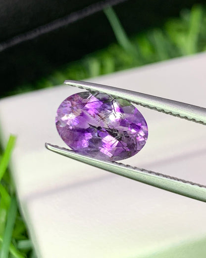 Natural Super Seven 2.00 Carat 10.1x7.3 MM Oval Shape Faceted Gemstone with 7 Crystals Healing Stone Seven Chakra Melody Stone