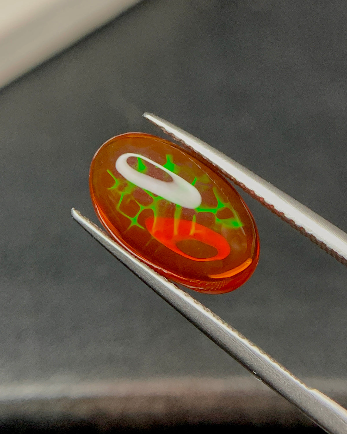 Natural Mexican Fire Honeycomb Opal 3.66 Carat 14.3x8.6 MM Oval Shape Cabochon Gemstone 