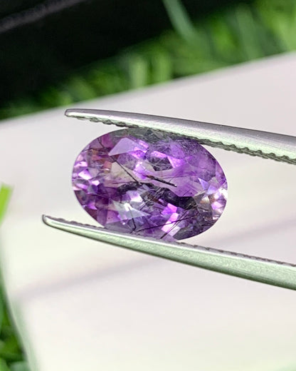 Natural Super Seven 2.00 Carat 10.1x7.3 MM Oval Shape Faceted Gemstone with 7 Crystals Healing Stone Seven Chakra Melody Stone