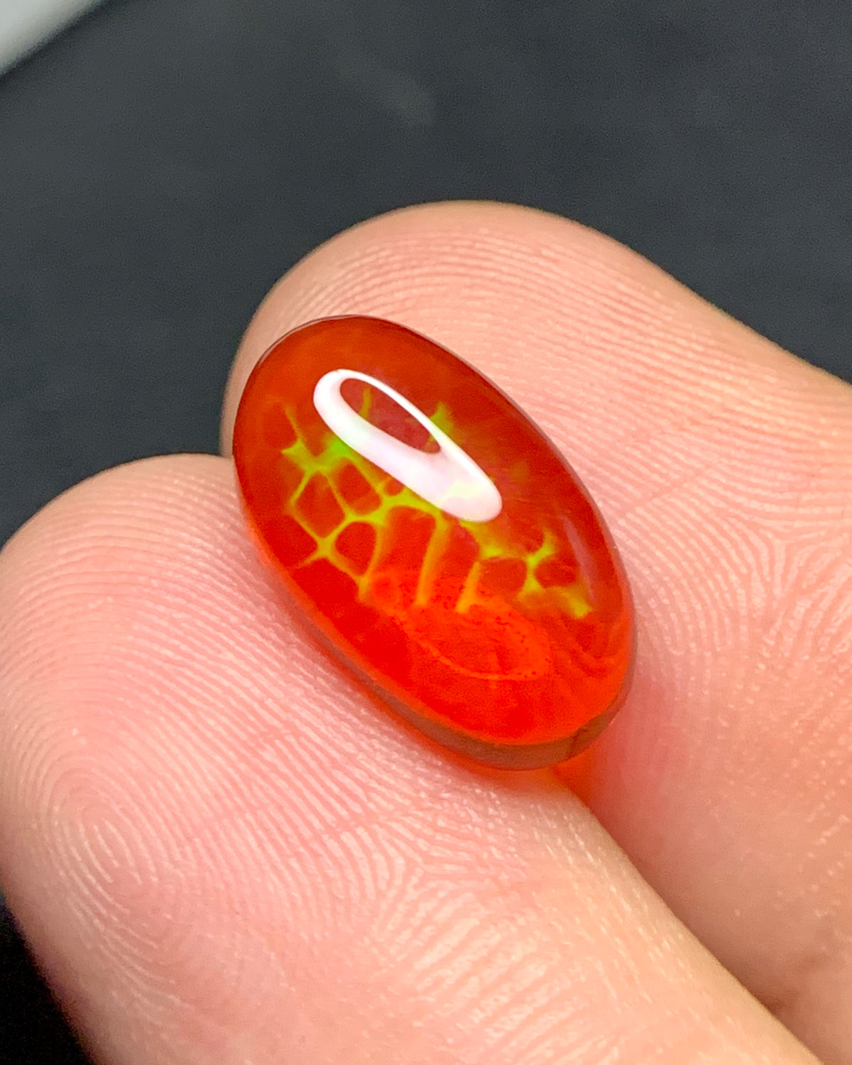 Natural Mexican Fire Honeycomb Opal 3.66 Carat 14.3x8.6 MM Oval Shape Cabochon Gemstone 