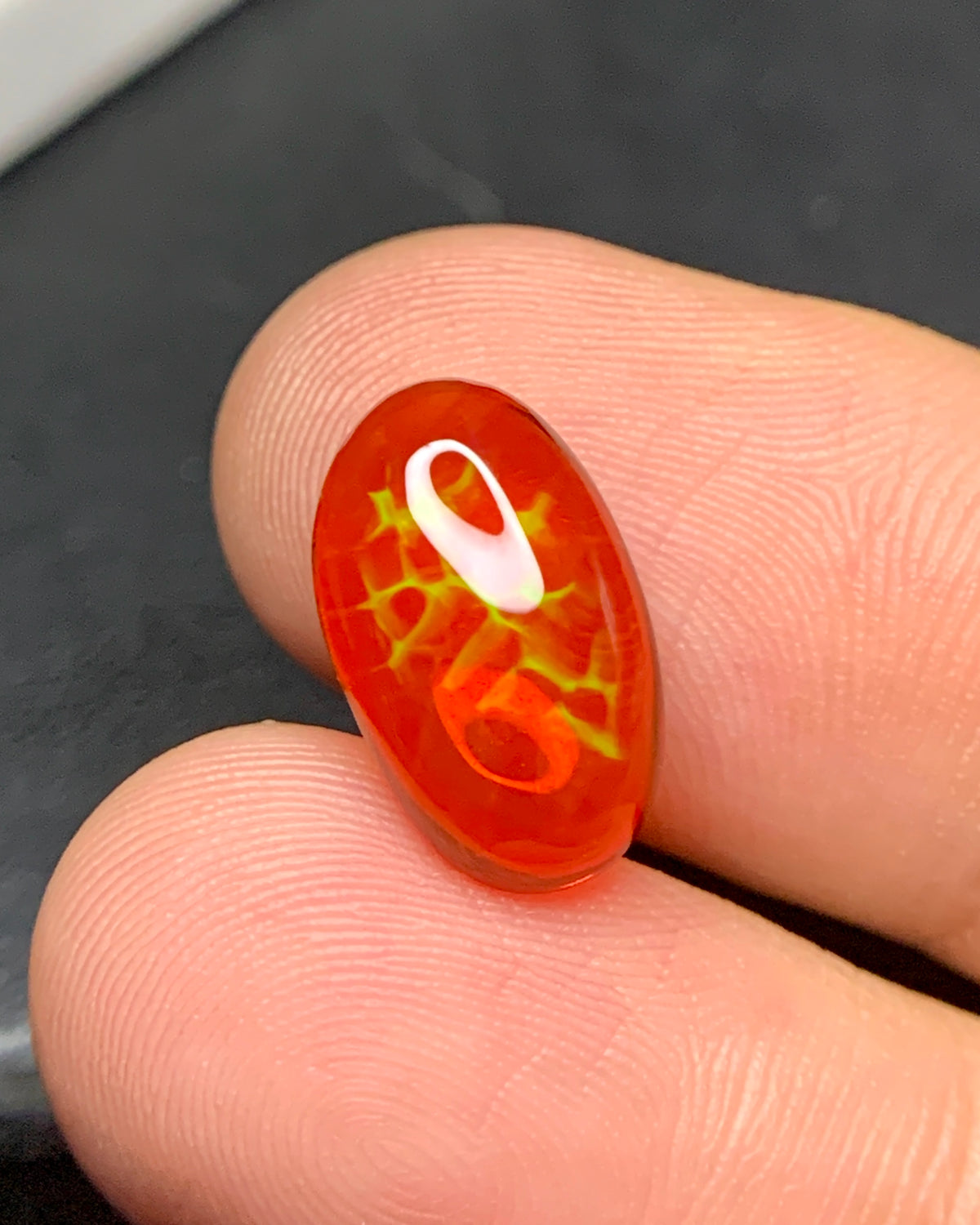 Natural Mexican Fire Honeycomb Opal 3.66 Carat 14.3x8.6 MM Oval Shape Cabochon Gemstone 