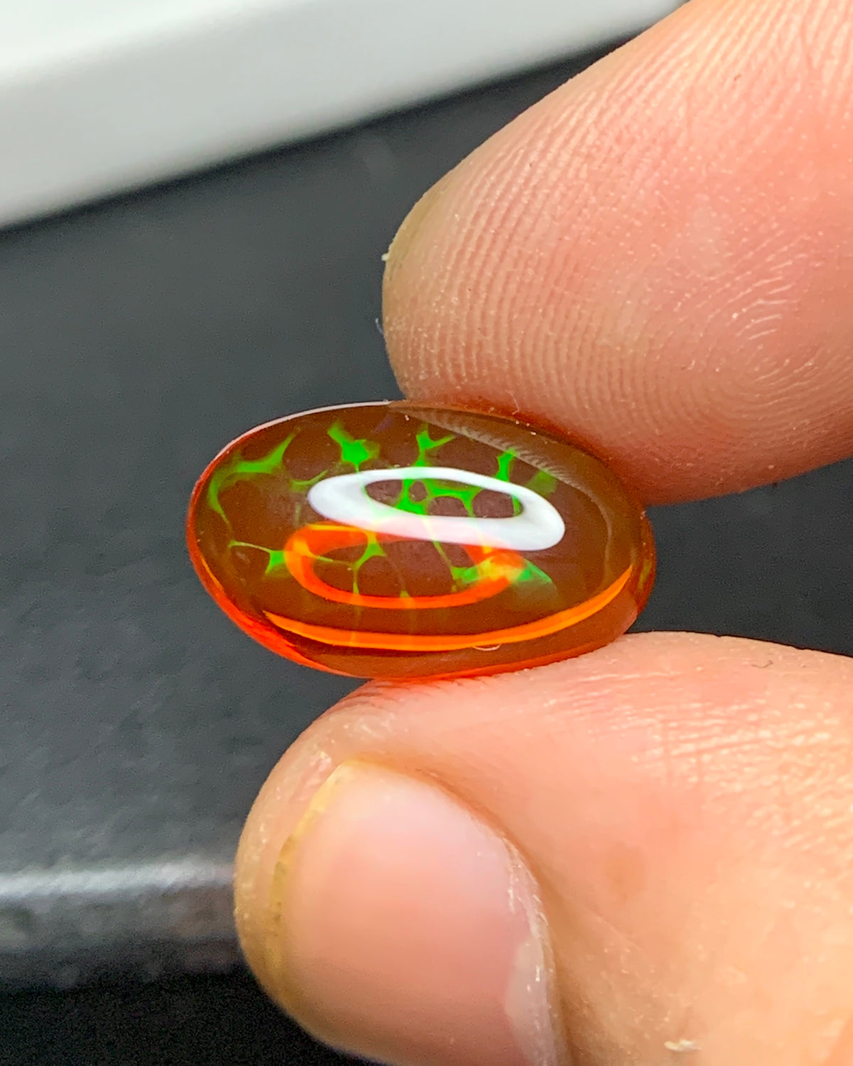 Natural Mexican Fire Honeycomb Opal 3.66 Carat 14.3x8.6 MM Oval Shape Cabochon Gemstone 