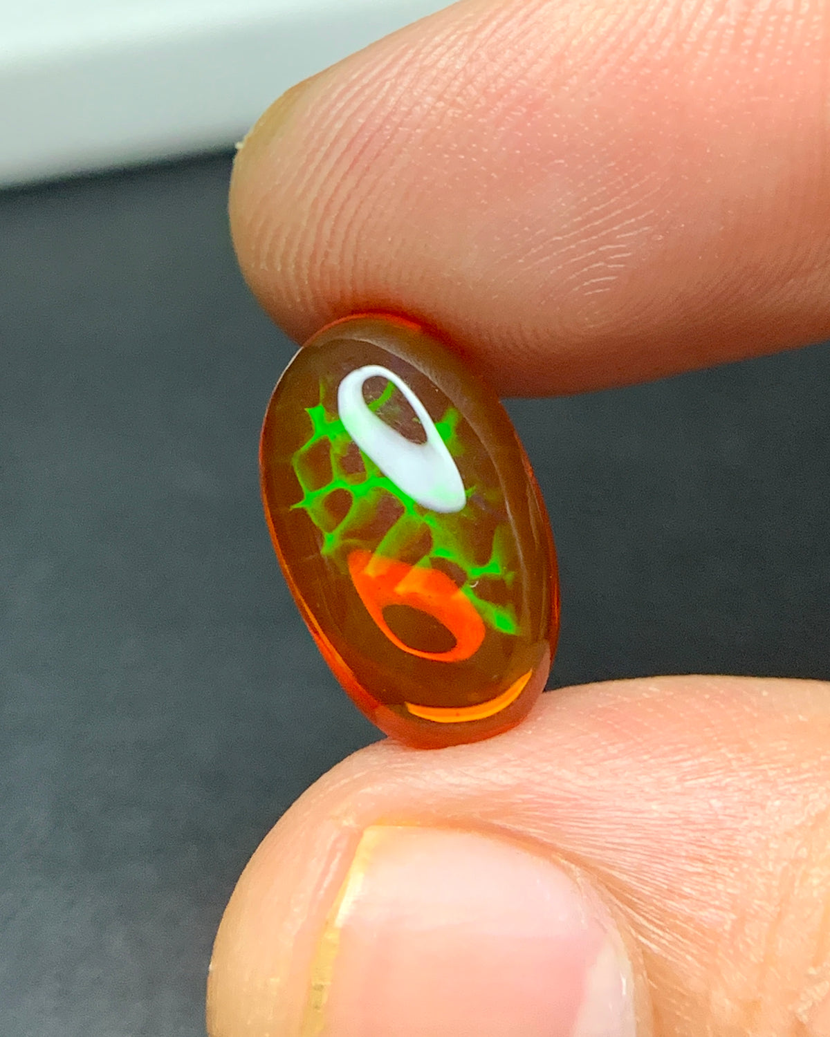 Natural Mexican Fire Honeycomb Opal 3.66 Carat 14.3x8.6 MM Oval Shape Cabochon Gemstone 