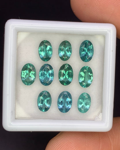Natural Indicolite Tourmaline Lot 3.97 Carat 6x4 MM Oval Shape Faceted Gemstone 10 Piece Lot