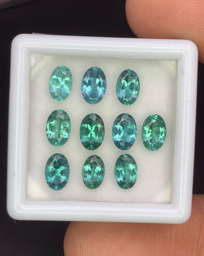 Natural Indicolite Tourmaline Lot 3.97 Carat 6x4 MM Oval Shape Faceted Gemstone 10 Piece Lot