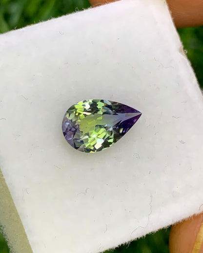 Natural Unheated Peacock Tanzanite 1.07 Carat 9x6 MM Pear Shape Faceted Gemstone