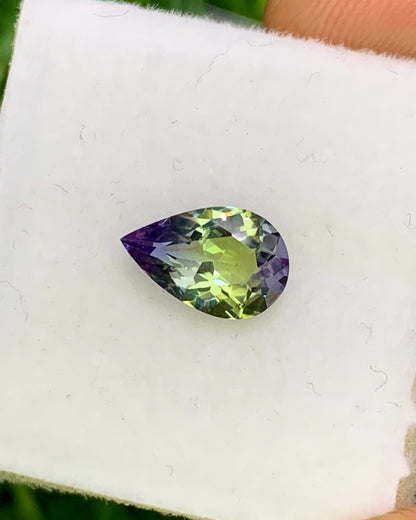 Natural Unheated Peacock Tanzanite 1.07 Carat 9x6 MM Pear Shape Faceted Gemstone