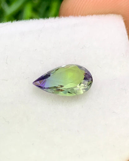 Natural Unheated Peacock Tanzanite 1.07 Carat 9x6 MM Pear Shape Faceted Gemstone