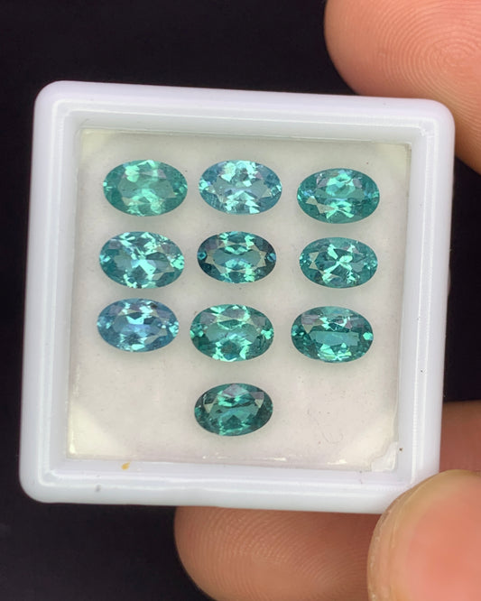 Natural Indicolite Tourmaline Lot 3.74 Carat 6x4 MM Oval Shape Faceted Gemstone 10 Piece Lot 