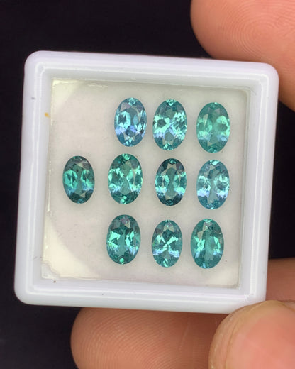 Natural Indicolite Tourmaline Lot 3.74 Carat 6x4 MM Oval Shape Faceted Gemstone 10 Piece Lot 