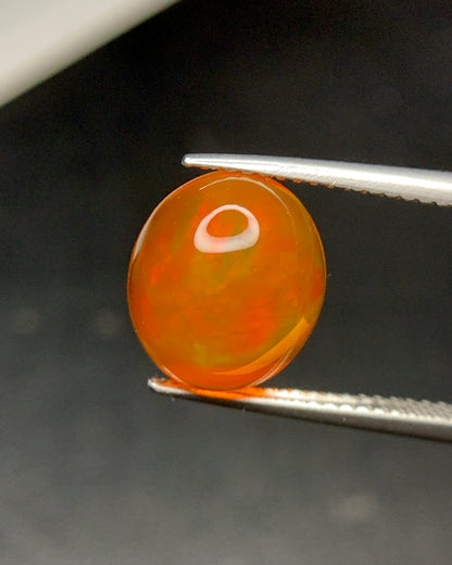 Natural Mexican Fire Opal 4.22 Carat 11.5x10 MM Oval Shape Cabochon Gemstone