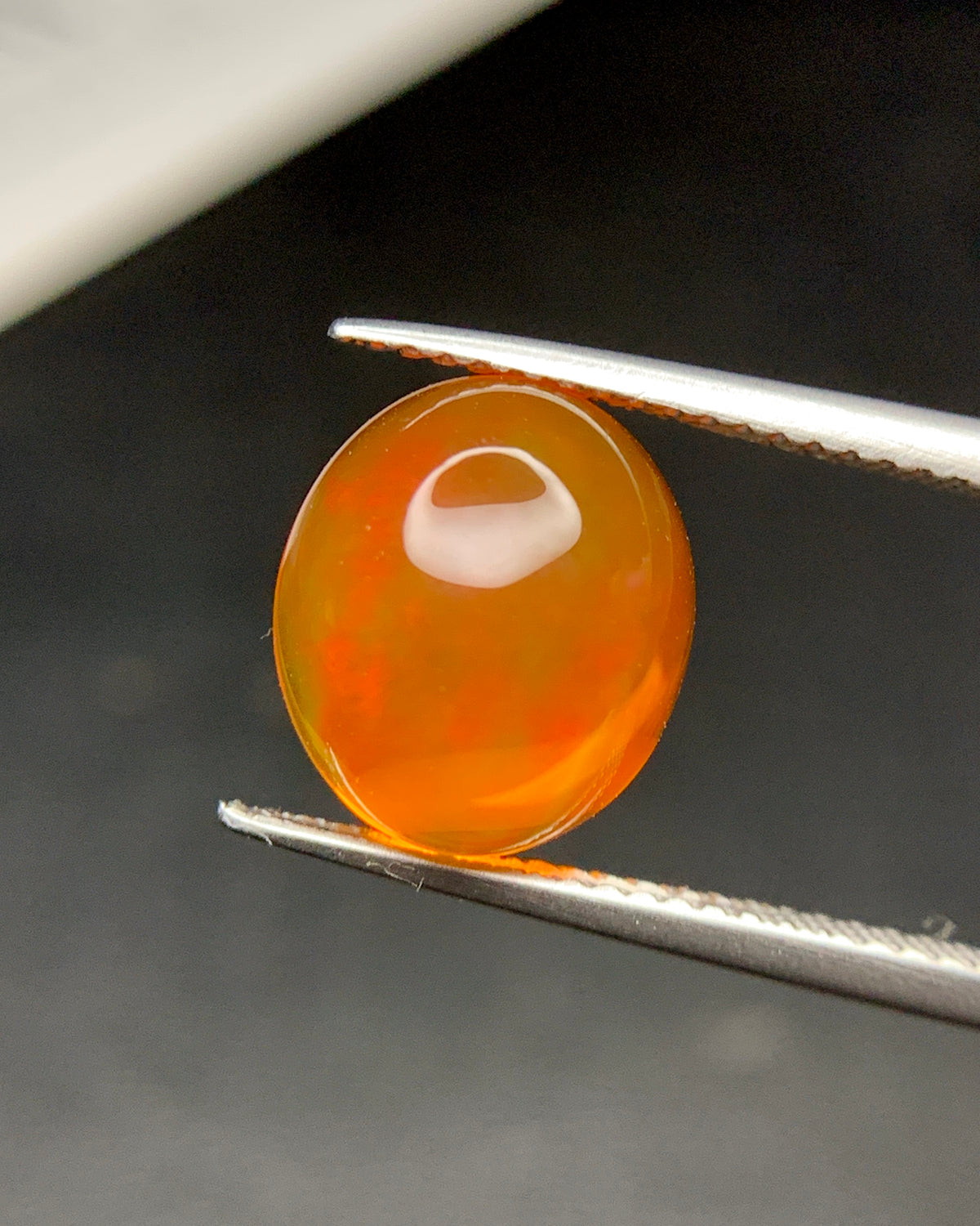 Natural Mexican Fire Opal 4.22 Carat 11.5x10 MM Oval Shape Cabochon Gemstone