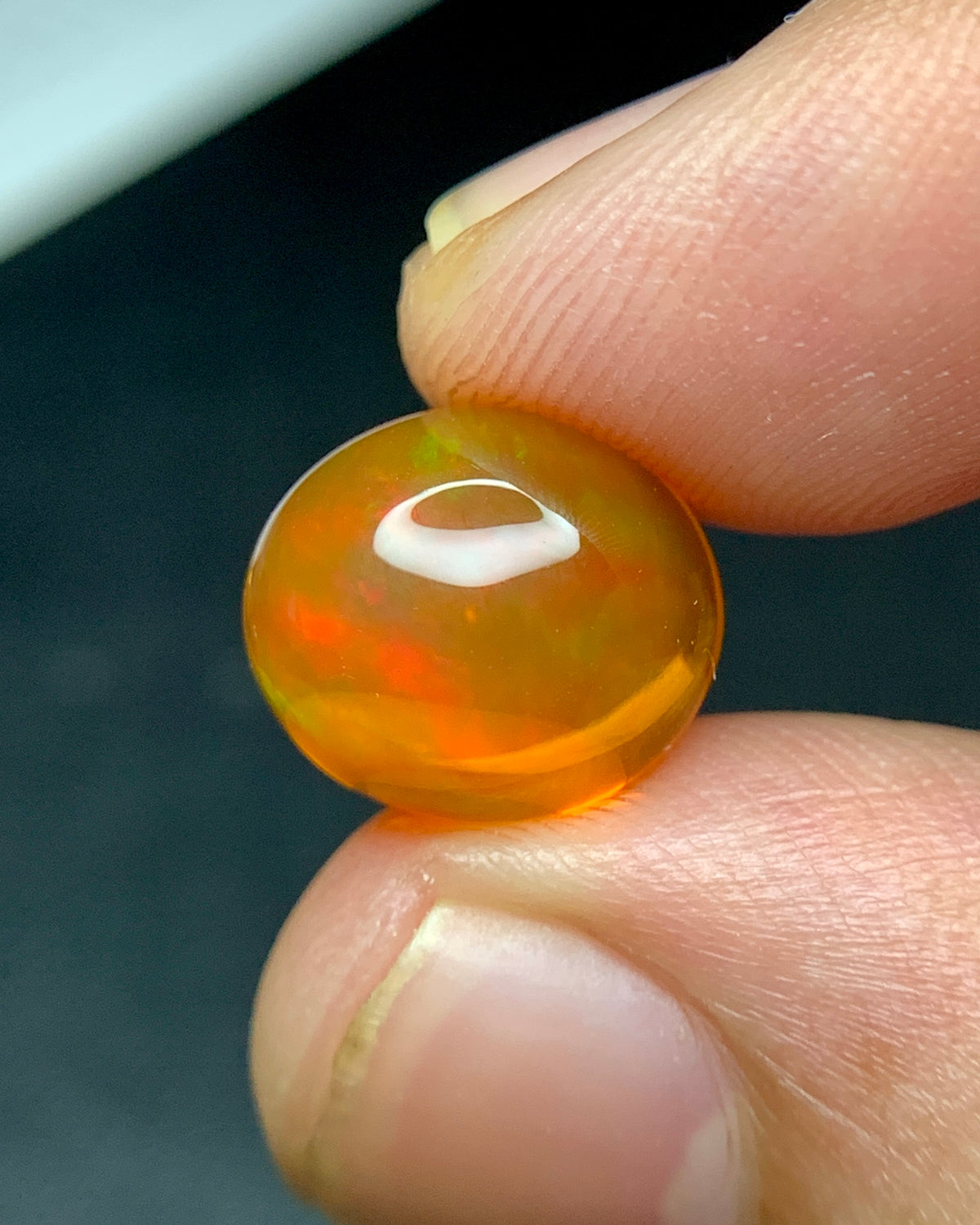 Natural Mexican Fire Opal 4.22 Carat 11.5x10 MM Oval Shape Cabochon Gemstone
