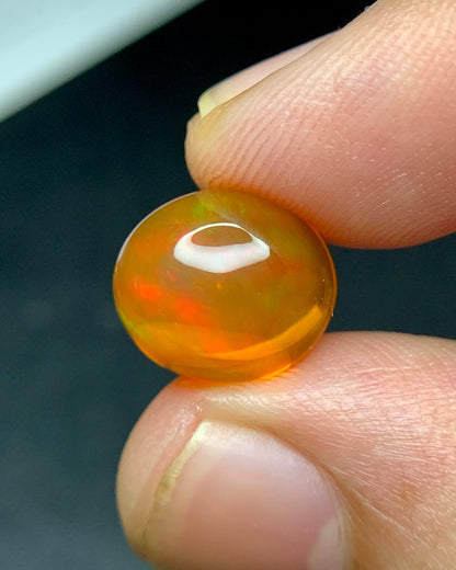 Natural Mexican Fire Opal 4.22 Carat 11.5x10 MM Oval Shape Cabochon Gemstone