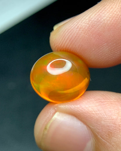 Natural Mexican Fire Opal 4.22 Carat 11.5x10 MM Oval Shape Cabochon Gemstone
