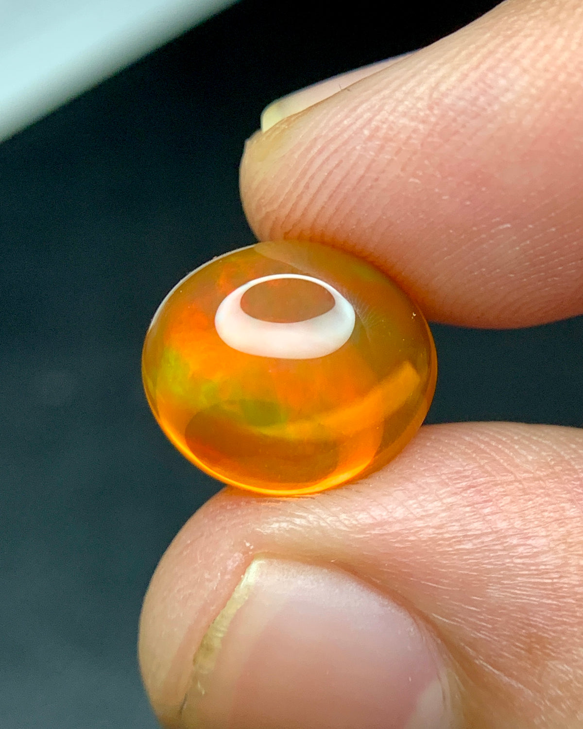 Natural Mexican Fire Opal 4.22 Carat 11.5x10 MM Oval Shape Cabochon Gemstone