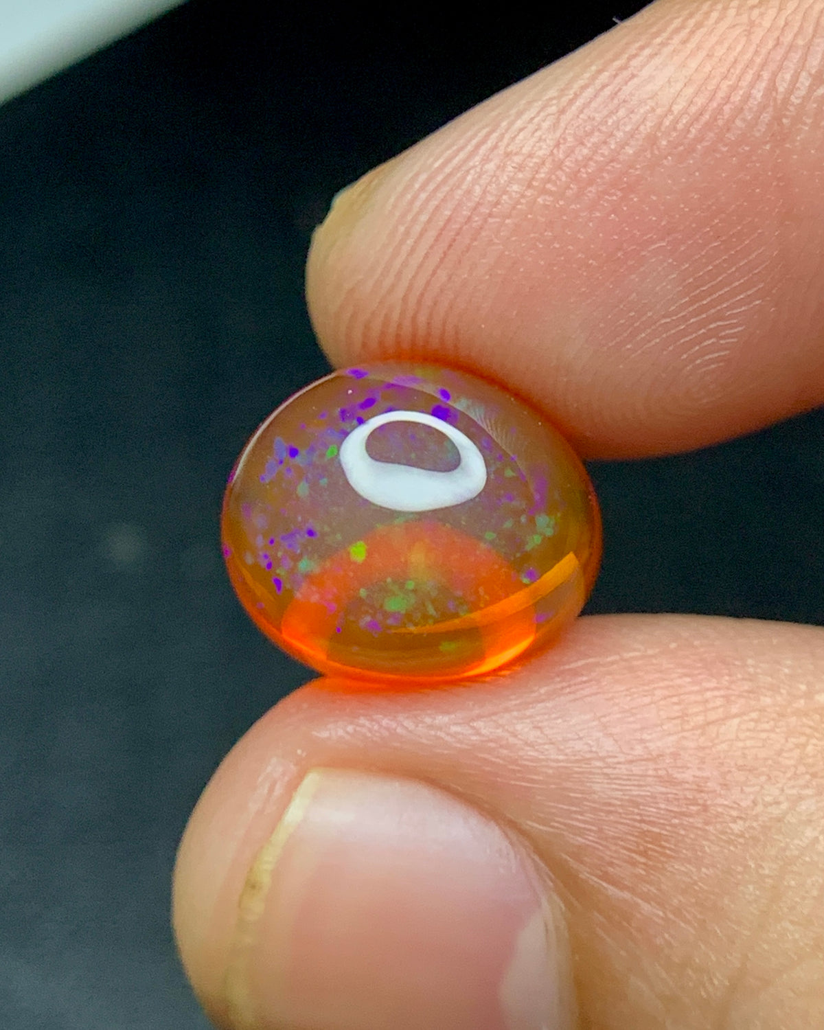 Natural Mexican Fire Opal 5.69 Carat 11.7x10.2 MM Oval Shape Cabochon Gemstone 