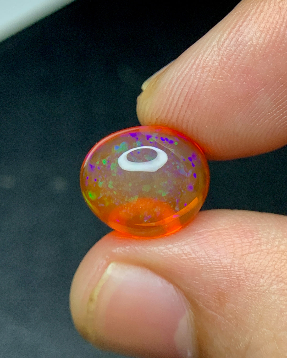 Natural Mexican Fire Opal 5.69 Carat 11.7x10.2 MM Oval Shape Cabochon Gemstone 