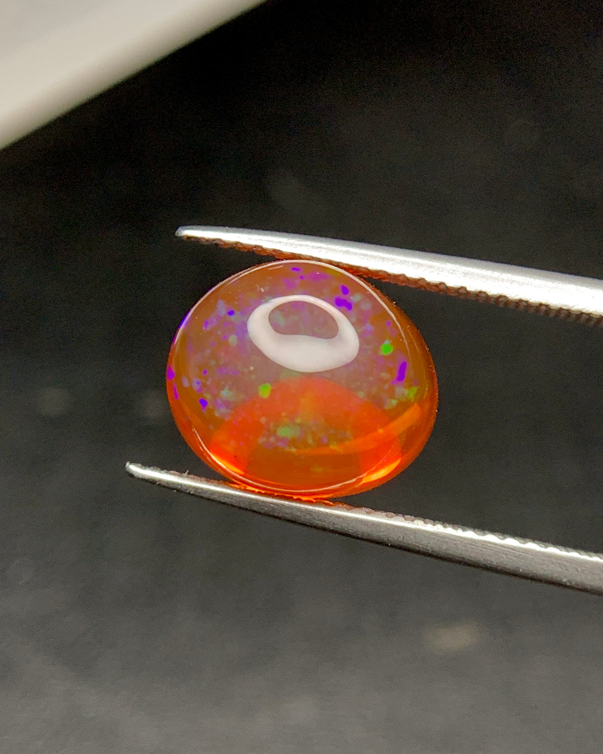 Natural Mexican Fire Opal 5.69 Carat 11.7x10.2 MM Oval Shape Cabochon Gemstone 
