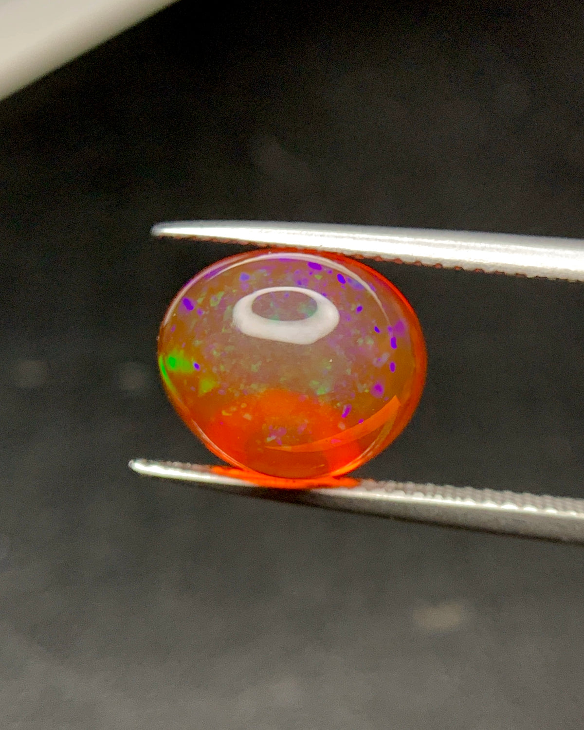 Natural Mexican Fire Opal 5.69 Carat 11.7x10.2 MM Oval Shape Cabochon Gemstone 