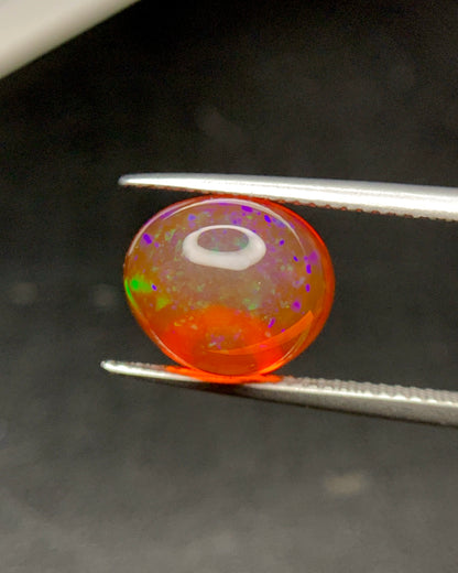 Natural Mexican Fire Opal 5.69 Carat 11.7x10.2 MM Oval Shape Cabochon Gemstone 