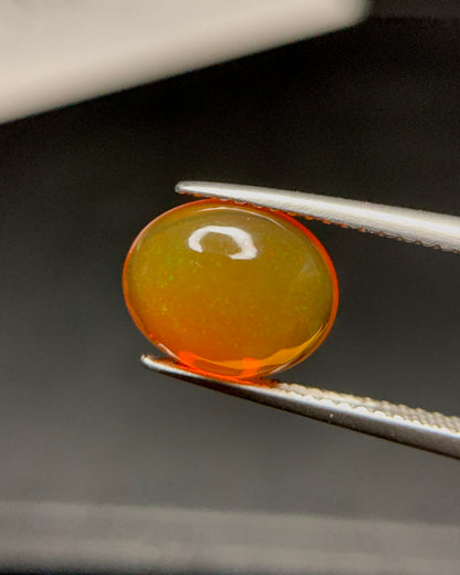 Natural Mexican Fire Opal 2.21 Carat 10.6x8.7 MM Oval Shape Cabochon Gemstone 