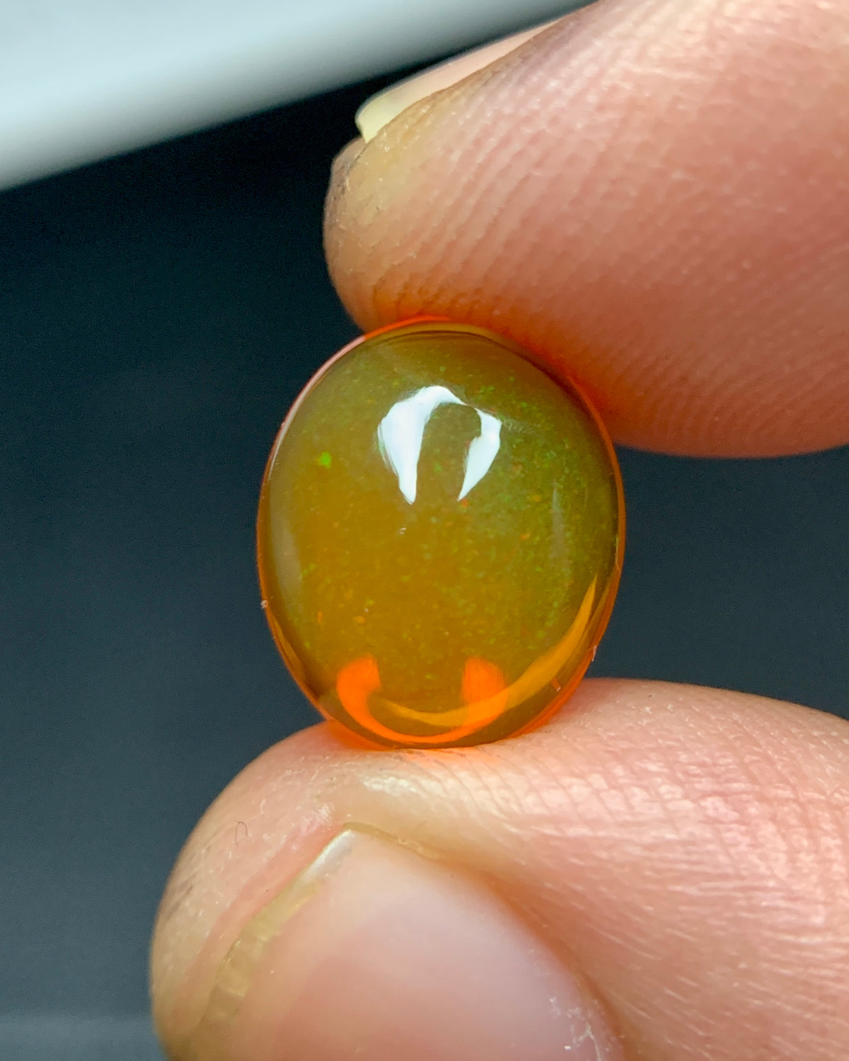 Natural Mexican Fire Opal 2.21 Carat 10.6x8.7 MM Oval Shape Cabochon Gemstone 