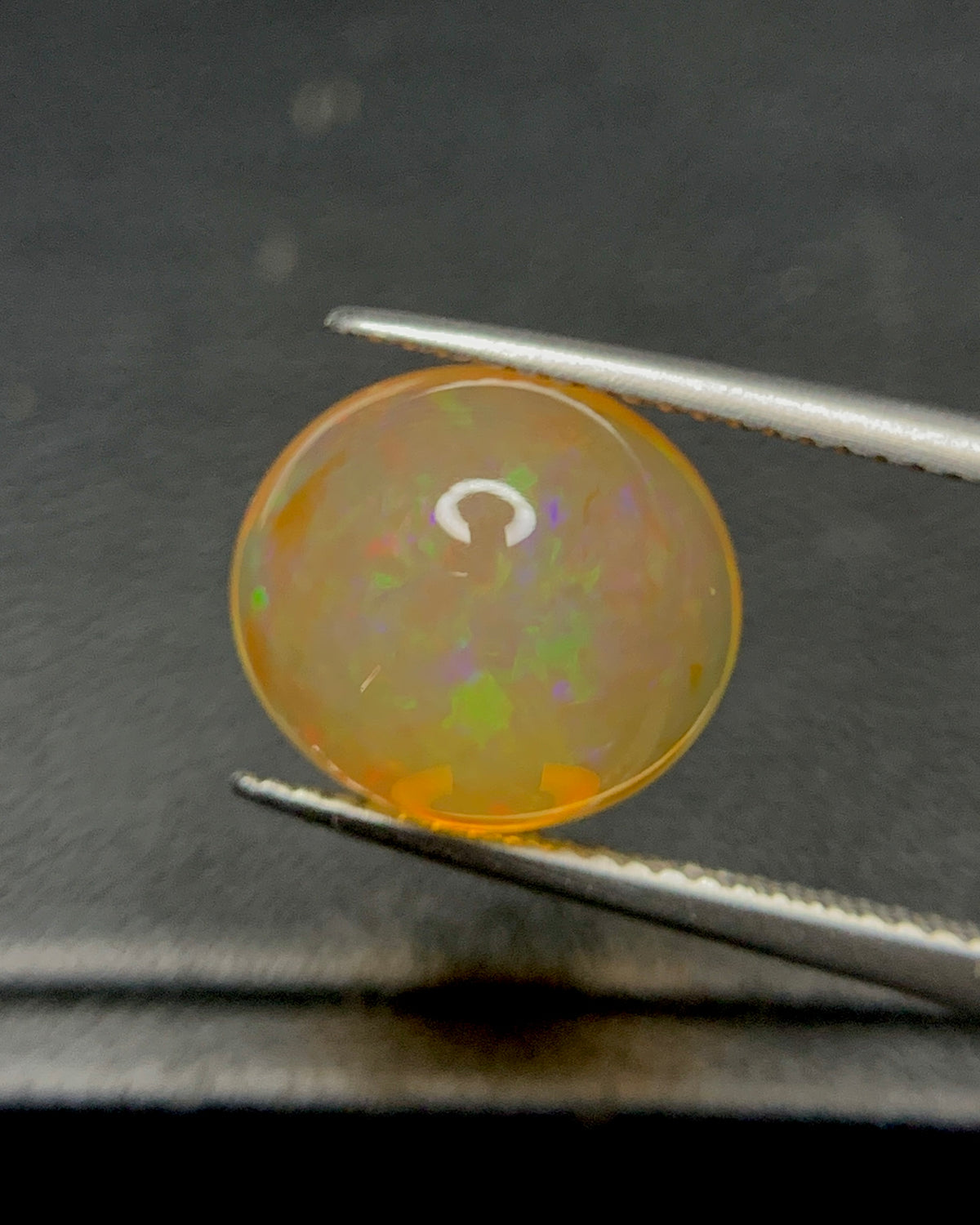 Natural Mexican Fire Opal 4.92 Carat 12.4x11.2 MM Oval Shape Cabochon Gemstone