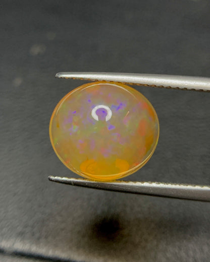 Natural Mexican Fire Opal 4.92 Carat 12.4x11.2 MM Oval Shape Cabochon Gemstone