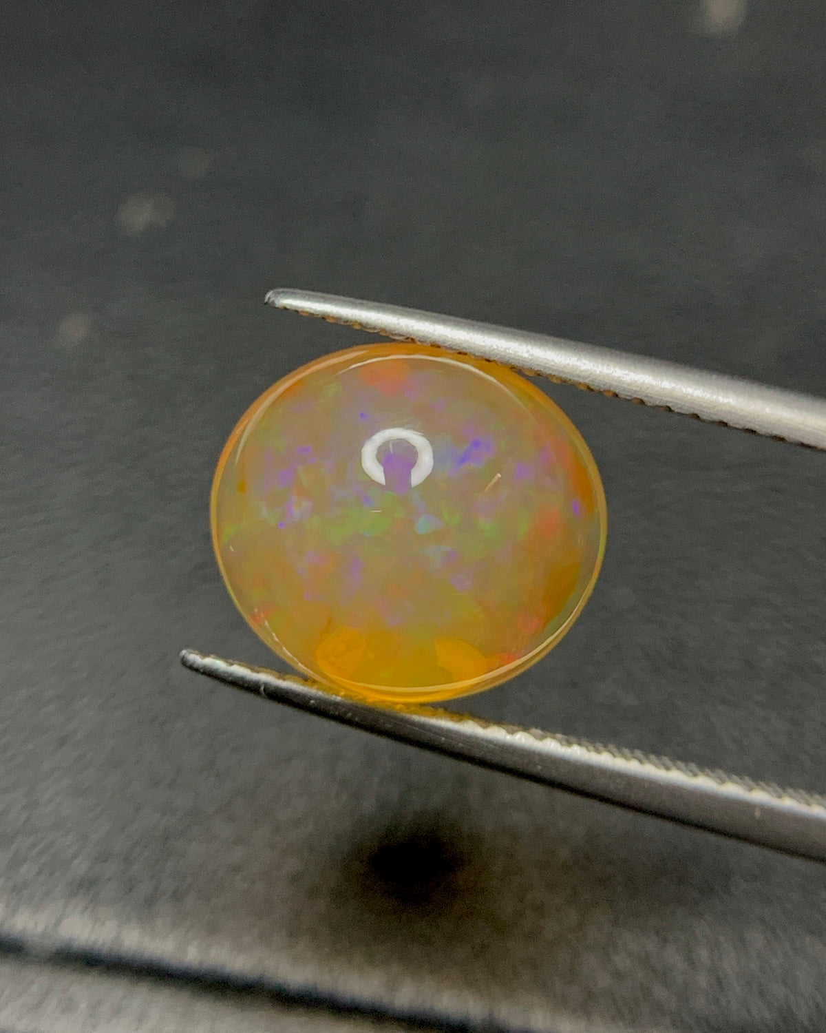 Natural Mexican Fire Opal 4.92 Carat 12.4x11.2 MM Oval Shape Cabochon Gemstone