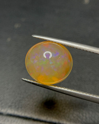 Natural Mexican Fire Opal 4.92 Carat 12.4x11.2 MM Oval Shape Cabochon Gemstone