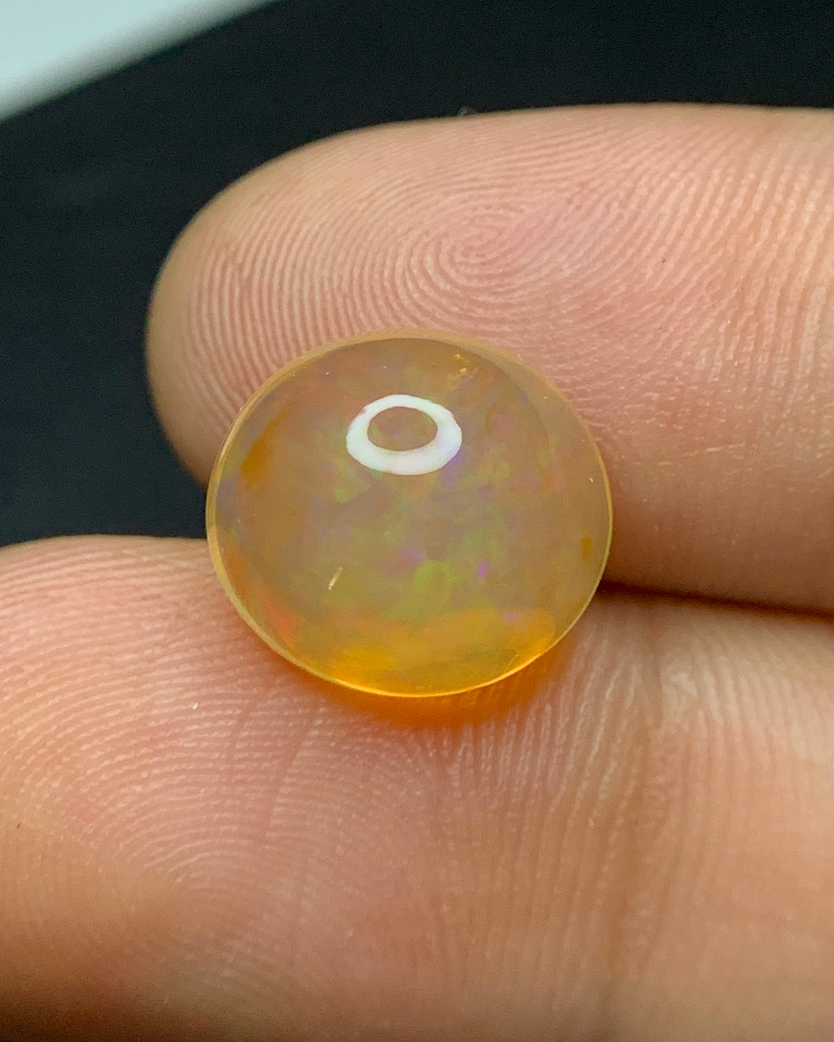 Natural Mexican Fire Opal 4.92 Carat 12.4x11.2 MM Oval Shape Cabochon Gemstone