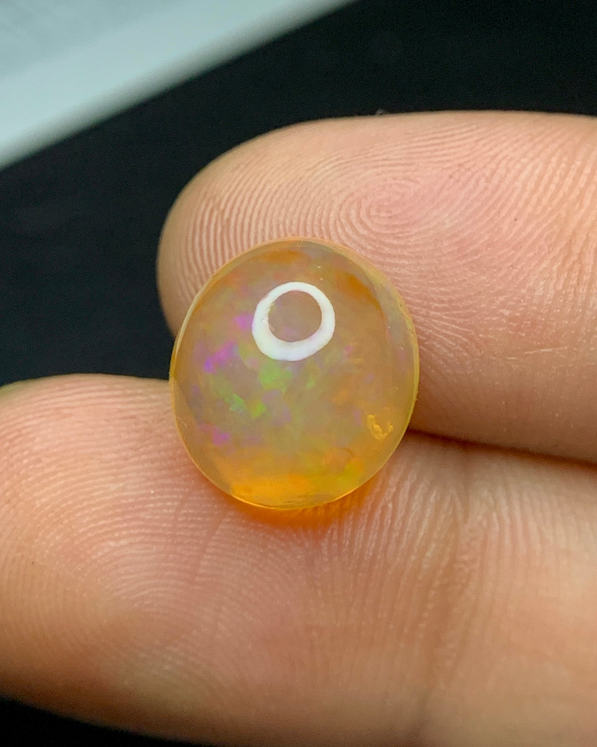 Natural Mexican Fire Opal 4.92 Carat 12.4x11.2 MM Oval Shape Cabochon Gemstone