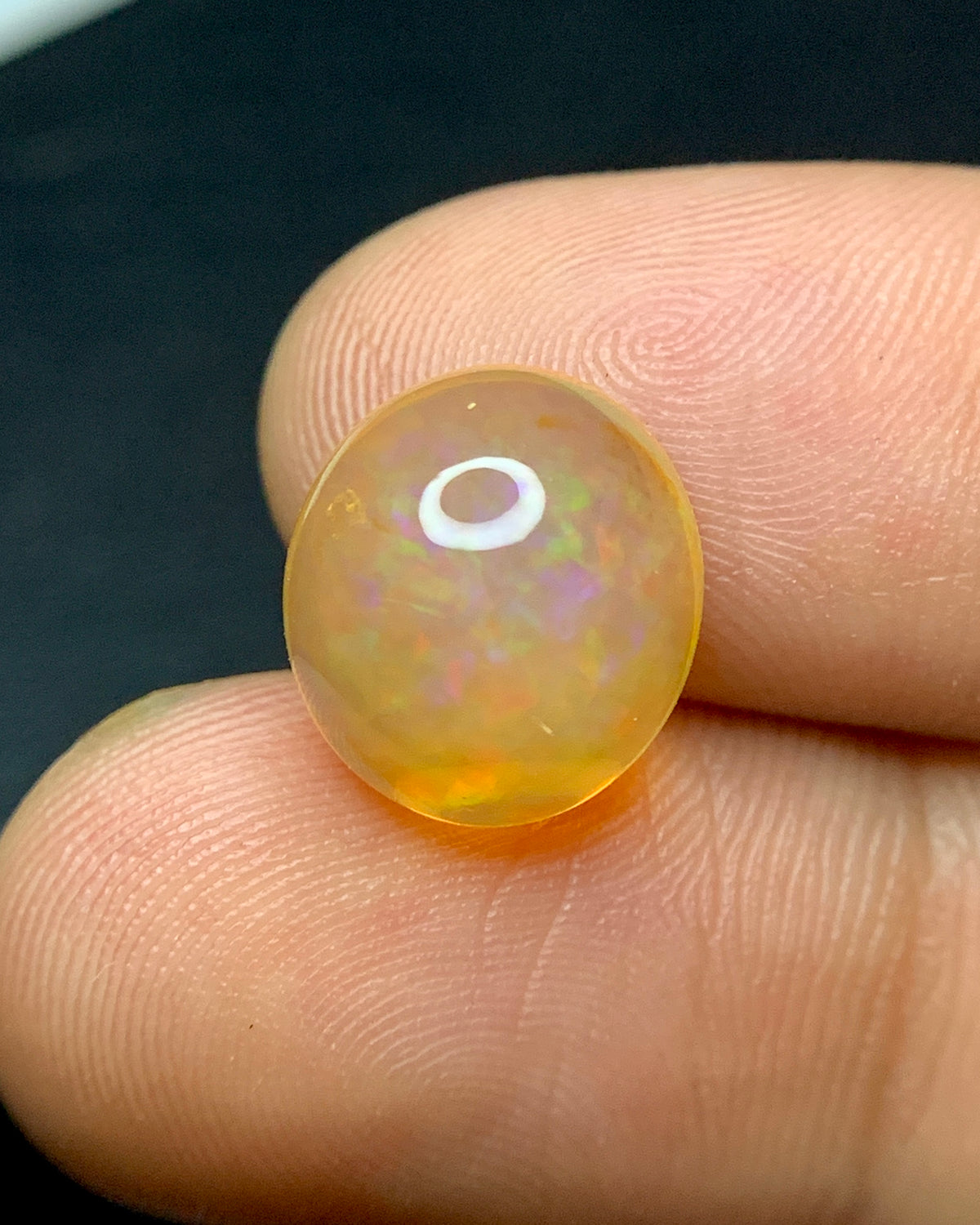 Natural Mexican Fire Opal 4.92 Carat 12.4x11.2 MM Oval Shape Cabochon Gemstone