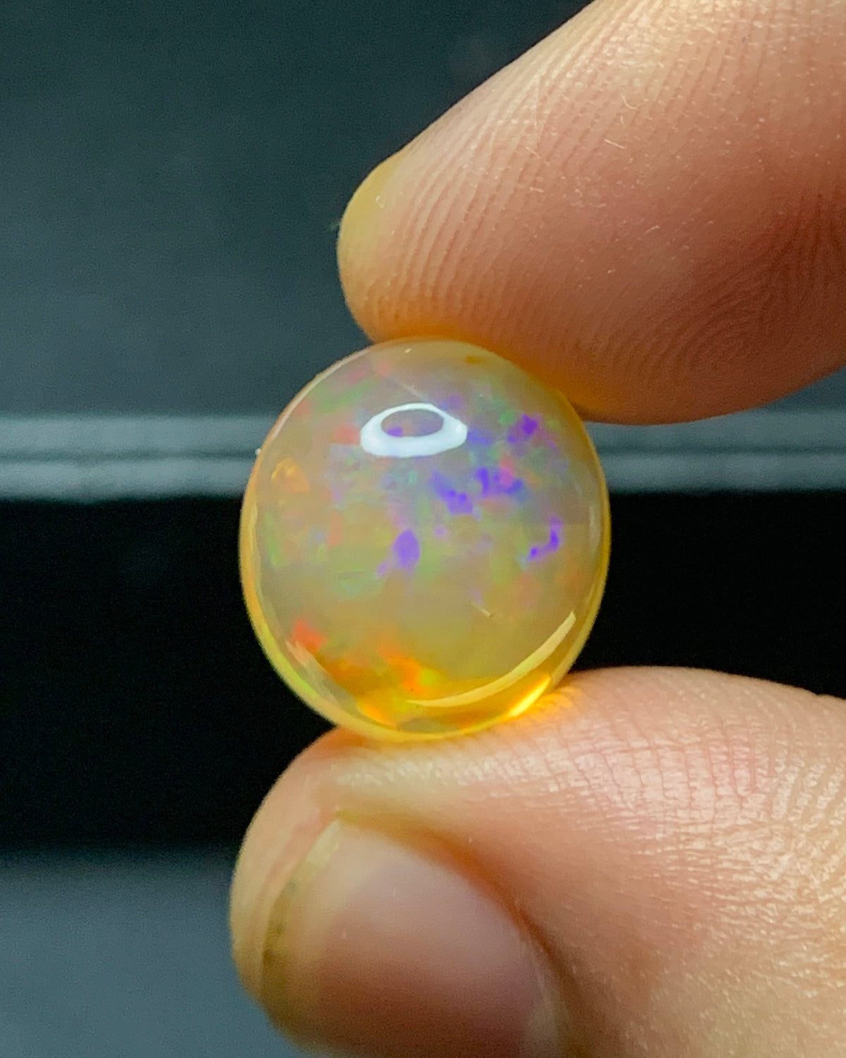 Natural Mexican Fire Opal 4.92 Carat 12.4x11.2 MM Oval Shape Cabochon Gemstone