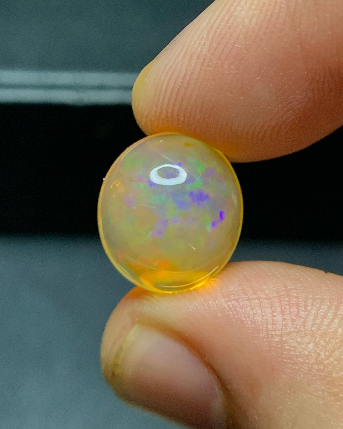 Natural Mexican Fire Opal 4.92 Carat 12.4x11.2 MM Oval Shape Cabochon Gemstone