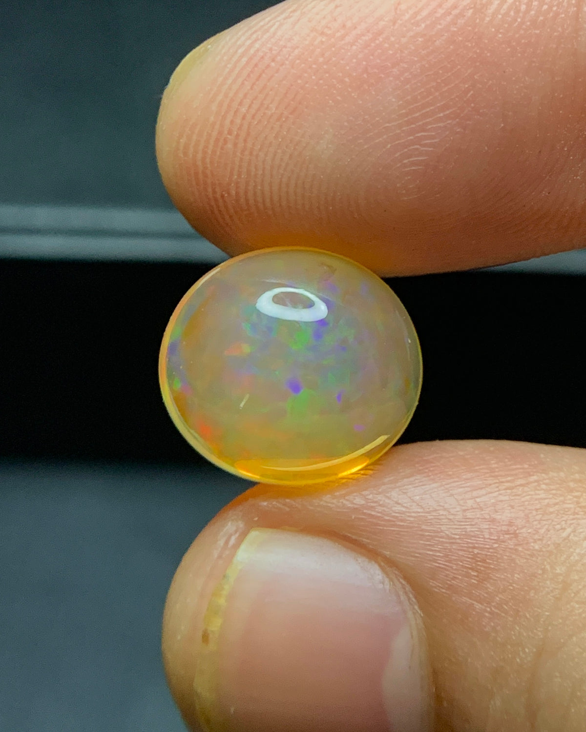Natural Mexican Fire Opal 4.92 Carat 12.4x11.2 MM Oval Shape Cabochon Gemstone